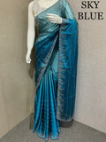 SKY BLUE   SHADE GEORGETTE SAREE WITH SHIMMERING SILVER STONE WORK -FOF001SB