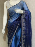 NAVY BLUE SHADE GEORGETTE SAREE WITH SHIMMERING SILVER STONE WORK -FOF001NB