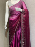 PRUPLE SHADE GEORGETTE SAREE WITH SHIMMERING SILVER STONE WORK -FOF001PR