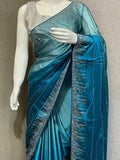 SKY BLUE   SHADE GEORGETTE SAREE WITH SHIMMERING SILVER STONE WORK -FOF001SB