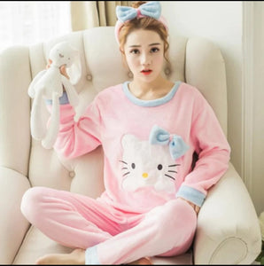 BEAUTIFUL  2 PCS PINK AND BLUE COLOR WOOLEN NIGHT SUIT FOR WOMEN -ANKINS001PB