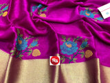 PURPLE SHADE PURE MYSORE SILK WRINKLE CREPE SAREE WITH BEAUTIFUL KASHMIRI EMBROIDERY ALLOVER-PDSMYS001PR