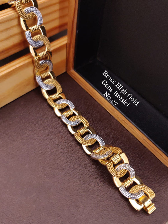 Double Cuban 8 inch Stainless Steel Bracelet for Men Boys (Golden Silver)