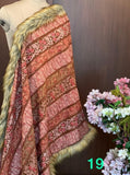 ELEGANT STRIPES , Woolen Heavy  embroidered stole with four side fur edges-MOE001E