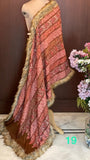 ELEGANT STRIPES , Woolen Heavy  embroidered stole with four side fur edges-MOE001E