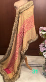 ELEGANT DESIGNER  , Woolen Heavy  embroidered stole with four side fur edges-MOE001J