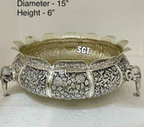 GAJENDRA, ANTIQUE FINISH GERMAN SILVER BIG SIZE URLI -BEST001GU