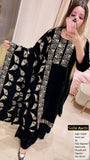 SELFIE 16696 BLACK VELVET SUIT SET WITH FULLY SEQUINS HANDWORK ON YOLK AND DUPATTA-GANN001BL
