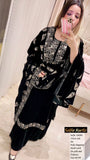 SELFIE 16696 BLACK VELVET SUIT SET WITH FULLY SEQUINS HANDWORK ON YOLK AND DUPATTA-GANN001BL
