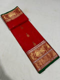 AUTHENTIC ORIGINAL RED COLOR KATAN SILK SAREE FOR WOMEN -SHABI001K