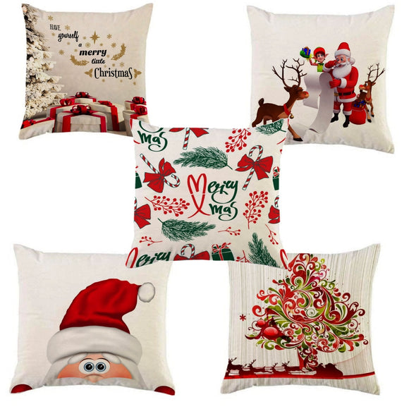 CHRISTMAS SPECIAL DIGITAL PRINT HEAVY JUTE CUSHION COVERS (SET OF 5 ) -PAL001CXA