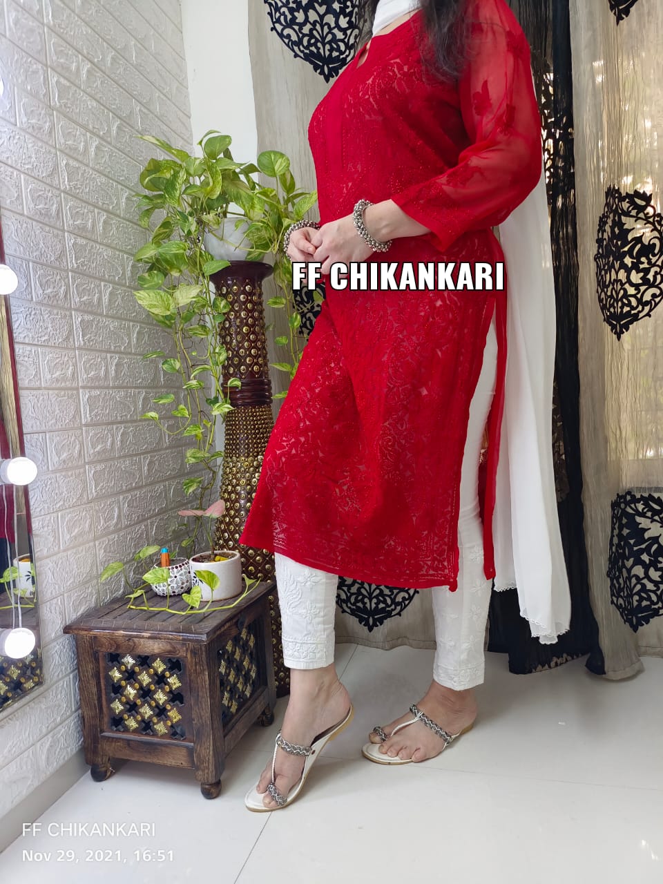 Women rayon Fawn chikankari kurti and Pant - NUMAK - 4162890