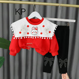 CHRISTMAS SPECIAL RED TOP WITH BLACK PANTS FOR GIRLS-OKG001RT