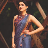 DAMINI 3D VELVET CHIFFON SAREE WITH FLORAL SEQUINS EMBELLISHED BLOUSE-NIRMA001E