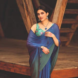 DAMINI 3D VELVET CHIFFON SAREE WITH FLORAL SEQUINS EMBELLISHED BLOUSE-NIRMA001G