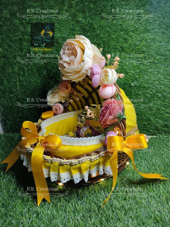 R.S. presenting  Cute Baby Nest Cradle Cum Carry Basket collection( Including light) for our Laddu Gopal ji -POSH001C
