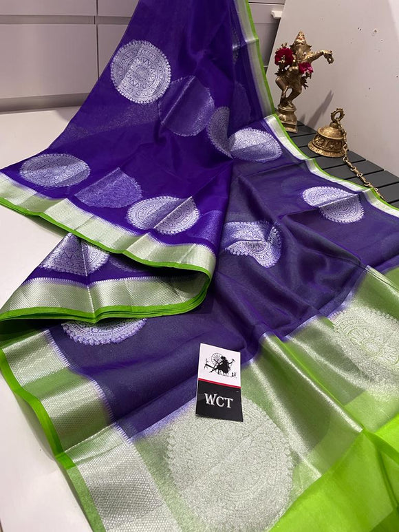 WCT presents Soft and  Light  weight kora sarees with allover silver zari butties-LORD001KBG