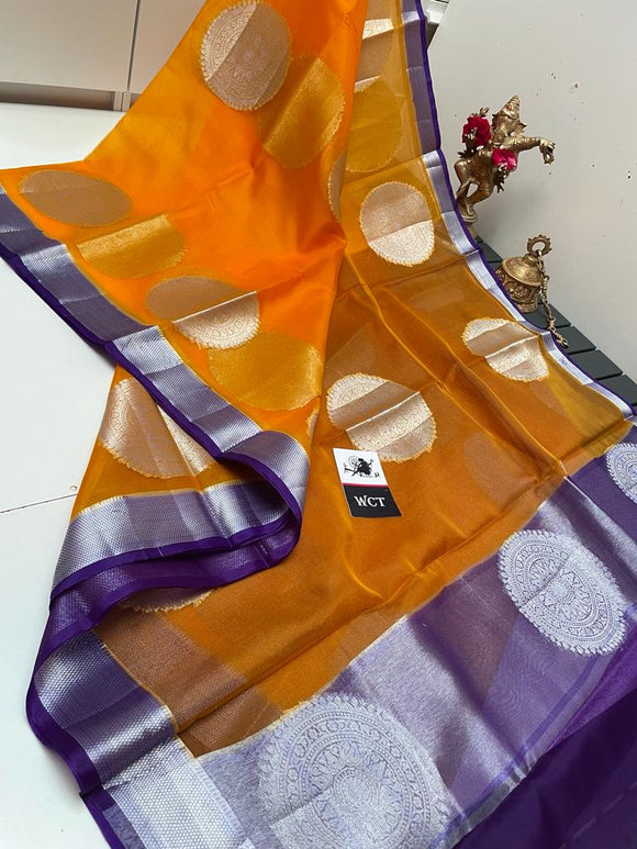 WCT presents Soft and  Light  weight kora sarees with allover silver zari butties-LORD001KO