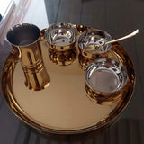 ANUPAM, GOLD PLATED STAINLESS STEEL THALI SET  FOR DINING-ANUB001TS