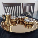 ANUPAM, GOLD PLATED STAINLESS STEEL THALI SET  FOR DINING-ANUB001TS