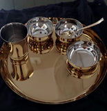 ANUPAM, GOLD PLATED STAINLESS STEEL THALI SET  FOR DINING-ANUB001TS
