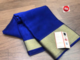 EXCLUSIVE PURE MYSORE WRINKLE  SILK CREPE SAREES WITH GOLD BORDER AND  BLOUSE-PDS001MYDB