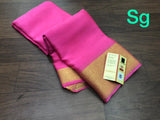EXCLUSIVE PURE MYSORE WRINKLE  SILK CREPE SAREE  WITH GOLD BORDER AND  BLOUSE-PDS001MYMP