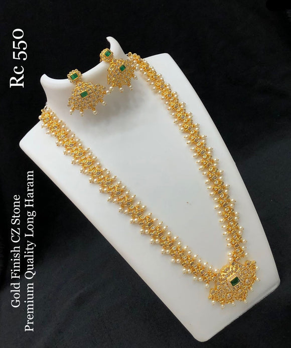 SHRAVANI, GOLD FINISH LONG HAARAM/ LONG NECKLACE SET FOR WOMEN -SAYD001SN