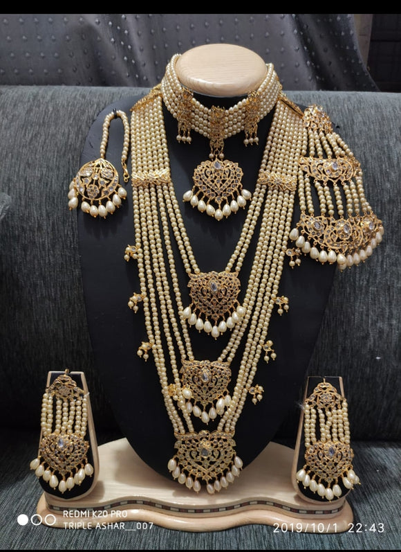 ANARKALI HEAVY PEARL HYDERABADI BRIDAL JEWELLERY SET FOR WOMEN
