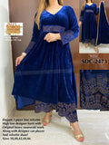 SDC COLLECTIONS PREMIUM QUALITY  BLUE  VELVET SUIT  WITH DUPPATTA FOR WOMEN -GARI001BL