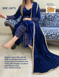 SDC COLLECTIONS PREMIUM QUALITY  BLUE  VELVET SUIT  WITH DUPPATTA FOR WOMEN -GARI001BL