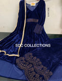 SDC COLLECTIONS PREMIUM QUALITY  BLUE  VELVET SUIT  WITH DUPPATTA FOR WOMEN -GARI001BL