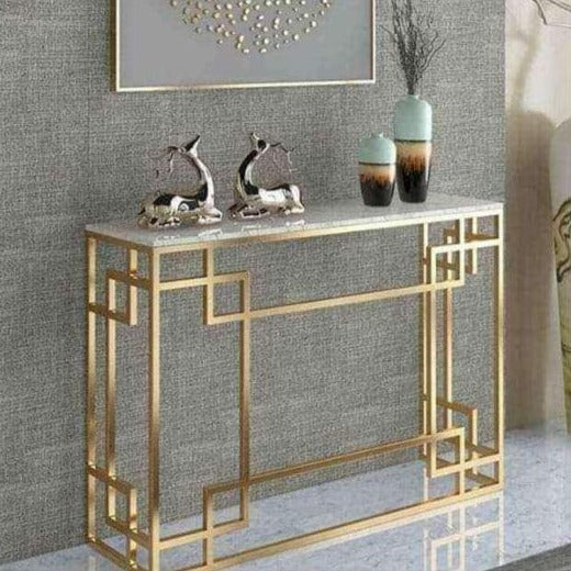 MARBLE TOP GOLD FINISH CONSOLE TABLE -ANUB001CTG