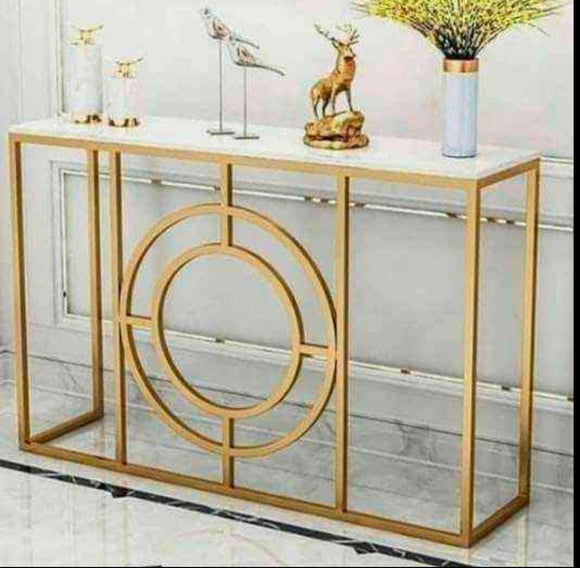 ALEENA , MARBLE TOP GOLD FINISH CONSOLE TABLE -ANUB001CTGA
