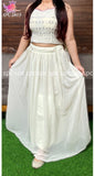 Premium Georgette designer Skirt crop top and shrug set -KRISH001CTS