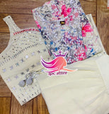 Premium Georgette designer Skirt crop top and shrug set -KRISH001CTS
