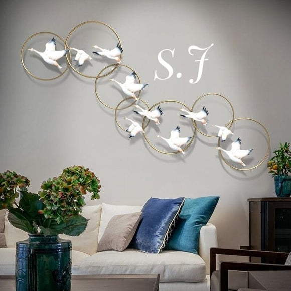 WHITE MIGRATING BIRDS WALL DECOR-SKD001WMBWD