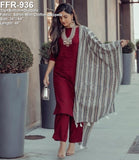 SATIN  TOP AND BOTTOM WITH CHIFFON DUPATTA FOR WOMEN-FOF001STD