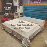 BEIGE DOUBLE BED FUR DOHAR CUM BLANKET WITH ZIP BY ROSE PETAL -PANI001BB