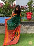 RED PAITHANI SAREE WITH PARROT DESIGN-LORD001P