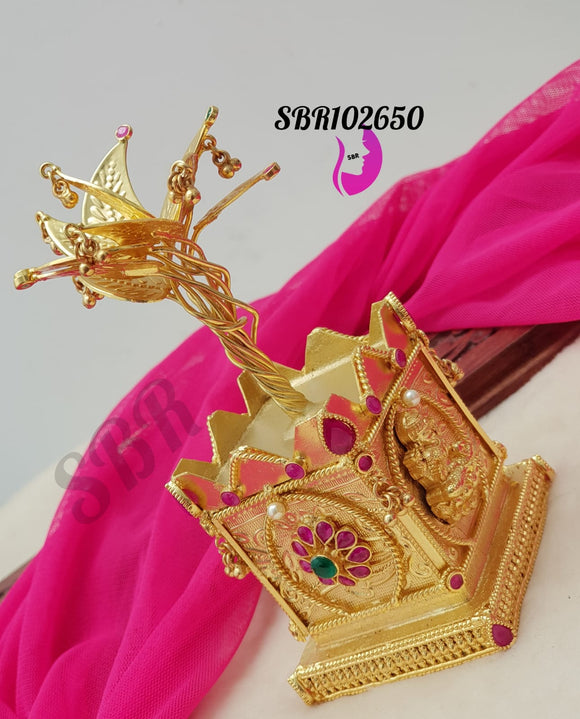 TULSI , GOLD FINISH DECORATED GOLDEN TULSI POT -SAY001TP