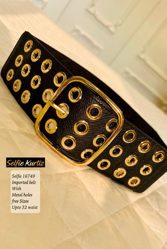 WOMEN'S IMPORTED BELT WITH METAL HOLES -GANN001BH