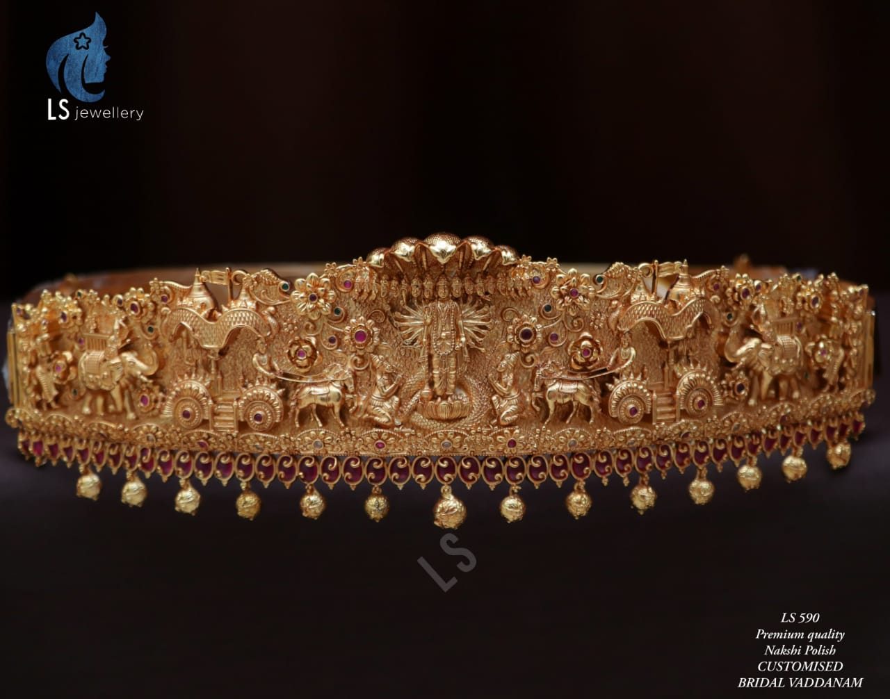 VISWAROOPAM DESIGNER BRIDAL MATTE GOLD FINISH HIP BELT /VADDANAM