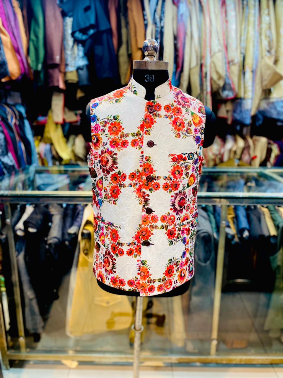 ELEGANT PARTY WEAR DESIGNER WAIST COAT FOR MEN -BRANHU001WC