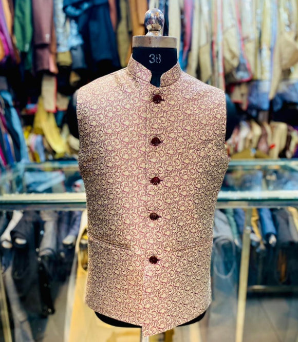 ELEGANT PARTY WEAR DESIGNER WAIST COAT FOR MEN -BRANHU001WCC