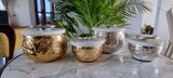 SET OF 2 , EMBOSSED GOLDEN JARS WITH MARBLE LID AND AGATE KNOB-ANUB001MJG