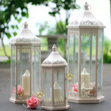FLORISTA , WHITE ELEGANT FRENCH COUNTRY STYLE BEAUTIFUL FLOOR LANTERNS FOR DECORATION-RAJA001FL