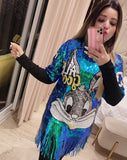 DASHING BLUE SEQUINS DRESS FOR WOMEN -ANKI001BD