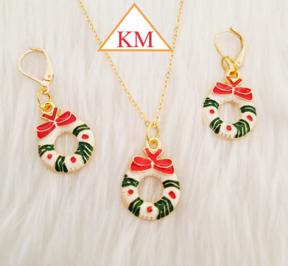 CHRISTMAS  SPECIAL DESIGNER  ENAMELLED PENDANT AND EARRINGS SET FOR  GIRLS-SHARA001CBD