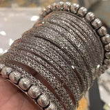 SHIVANGI , BEAUTIFUL OXIDISED SILVER FINISH BANGLES SET FOR WOMEN -ANJA001BSS